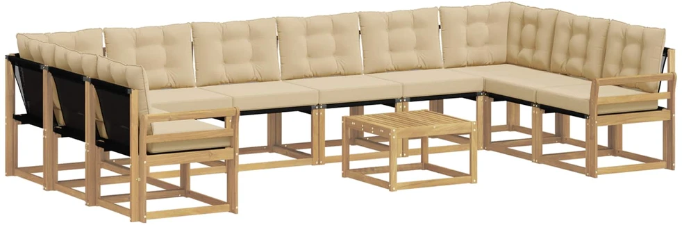 Lauko sofos komplektas 11 vnt. Balta ir kreminė