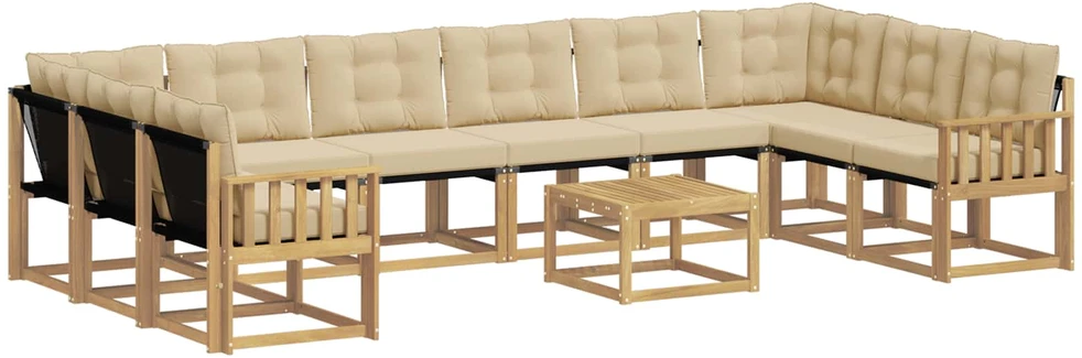 Lauko sofos komplektas 11 vnt. Balta ir kreminė