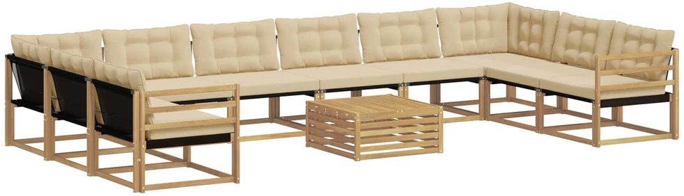 Lauko sofos komplektas 11 vnt. 10 vietos Balta ir kreminė