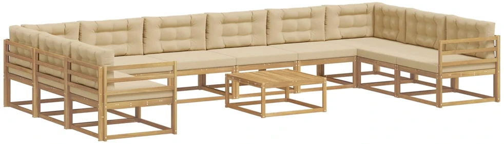 Lauko sofos komplektas 11 vnt. Balta ir kreminė
