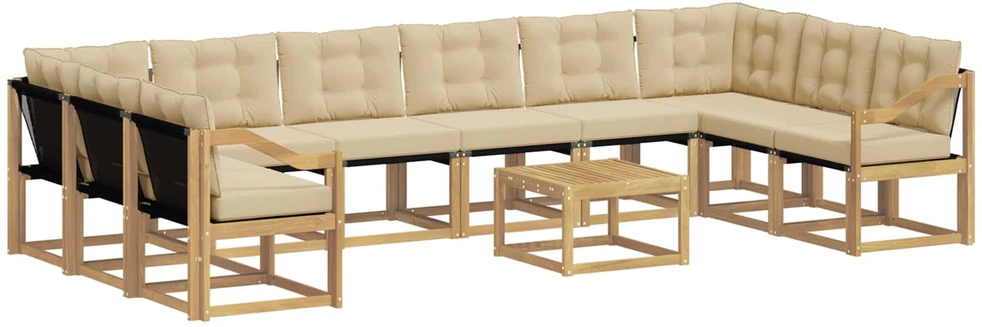 Lauko sofos komplektas 11 vnt. 10 vietos Balta ir kreminė