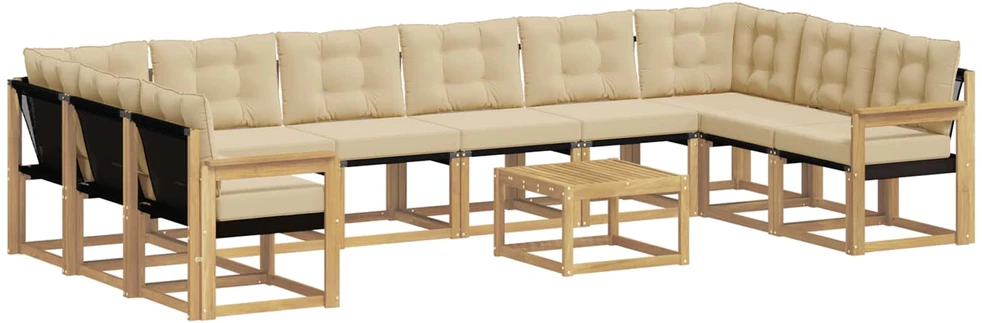 Lauko sofos komplektas 11 vnt. Balta ir kreminė