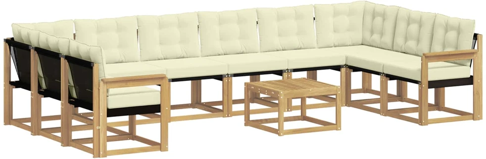 Lauko sofos komplektas 11 vnt. Balta ir kreminė