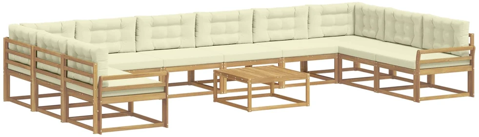 Lauko sofos komplektas 11 vnt. Balta ir kreminė