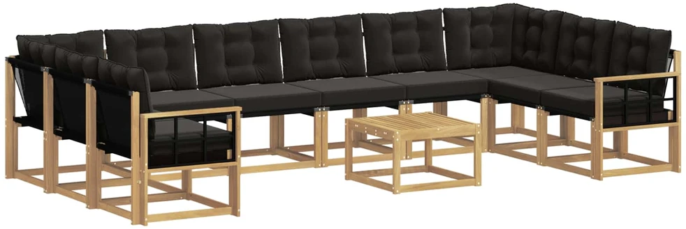 Lauko sofos komplektas 11 vnt. Balta ir juoda