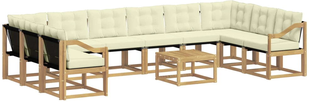 Lauko sofos komplektas 11 vnt. Balta ir kreminė