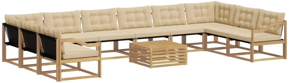 Lauko sofos komplektas 11 vnt. 10 vietos Balta ir kreminė