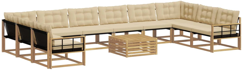 Lauko sofos komplektas 11 vnt. 10 vietos Balta ir kreminė