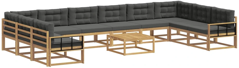 Lauko sofos komplektas 11 vnt. Balta ir antracito
