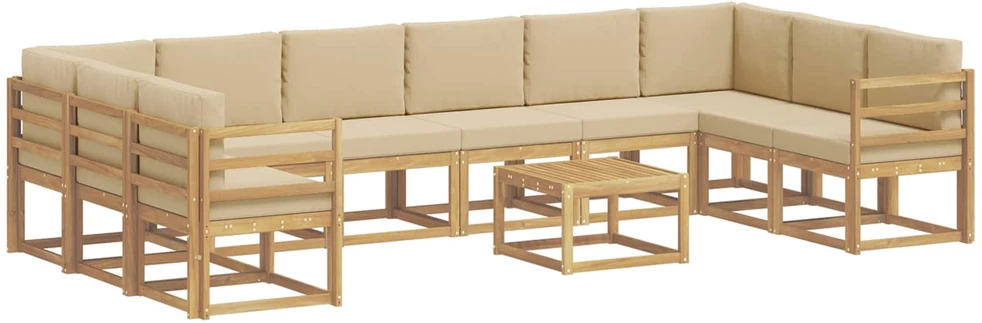 Lauko sofos komplektas 11 vnt. Balta ir kreminė