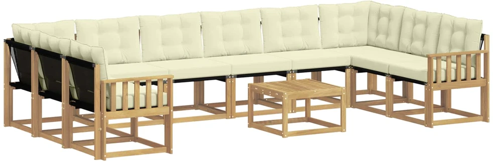 Lauko sofos komplektas 11 vnt. Balta ir kreminė