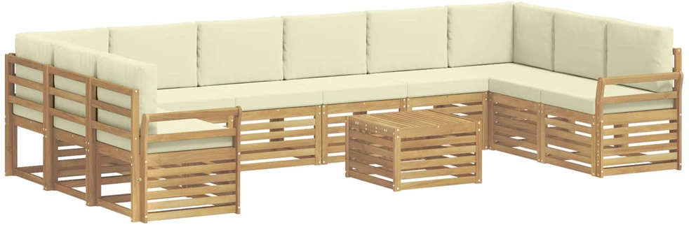 Lauko sofos komplektas 11 vnt. 10 vietos Balta ir kreminė