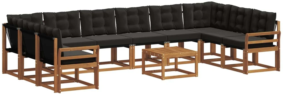Lauko sofos komplektas 11 vnt. Natūrali ir juoda