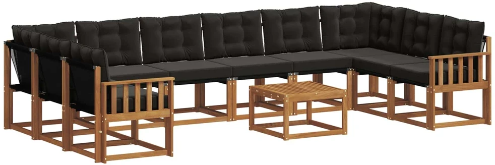 Lauko sofos komplektas 11 vnt. Natūrali ir juoda