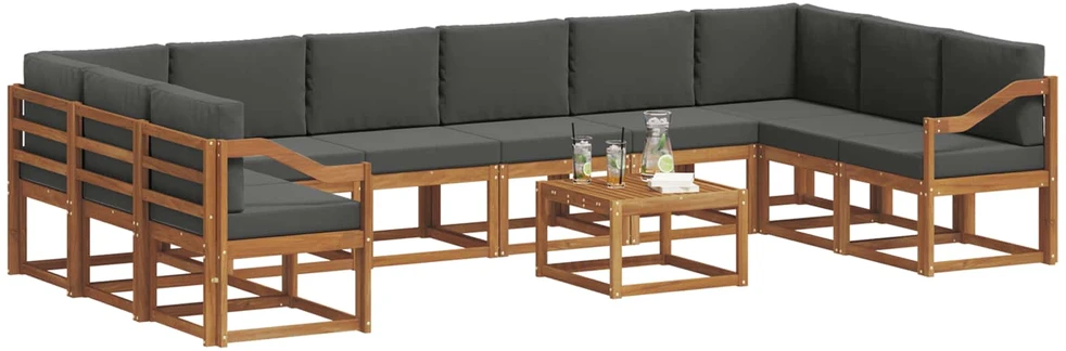 Lauko sofos komplektas 11 vnt. Natūralus ir antracitas