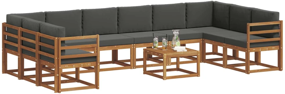 Lauko sofos komplektas 11 vnt. Natūralus ir antracitas