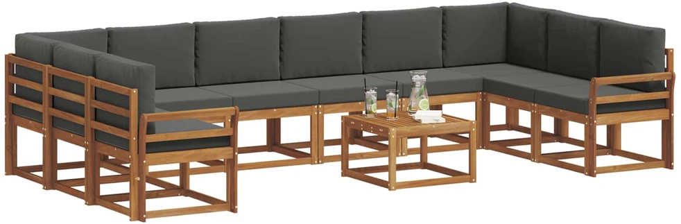 Lauko sofos komplektas 11 vnt. Natūralus ir antracitas