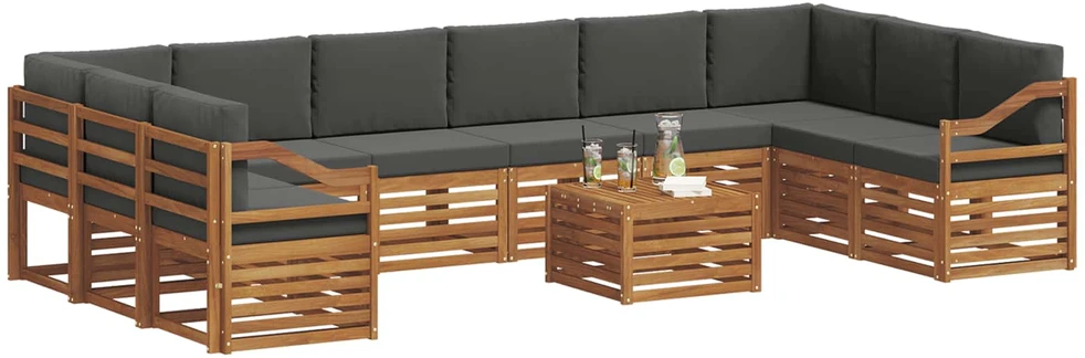 Lauko sofos komplektas 11 vnt. Natūralus ir antracitas