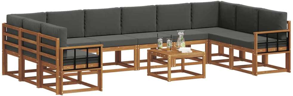 Lauko sofos komplektas 11 vnt. Natūralus ir antracitas