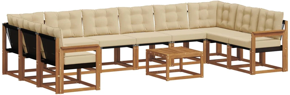 Lauko sofos komplektas 11 vnt. Natūralus ir bežinis