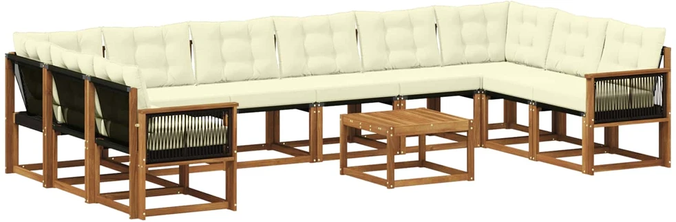 Lauko sofos komplektas 11 vnt. Natūralus ir grietinėlė