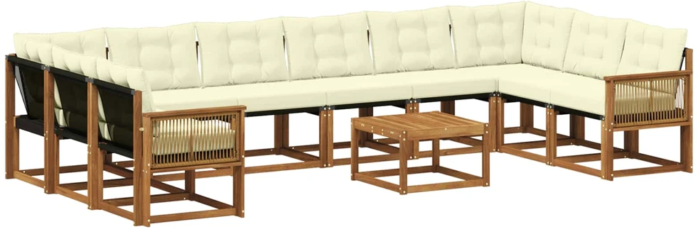 Lauko sofos komplektas 11 vnt. Natūralus ir grietinėlė