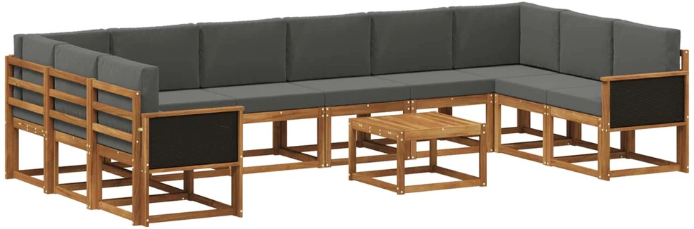 Lauko sofos komplektas 11 vnt. Natūralus ir antracitas