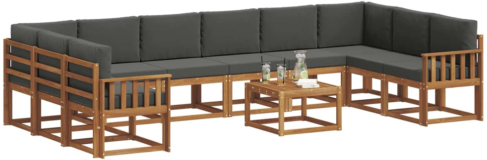 Lauko sofos komplektas 11 vnt. Natūralus ir antracitas