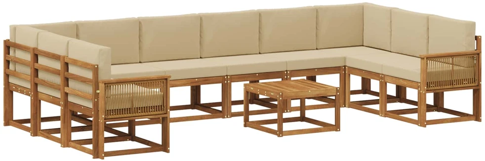 Lauko sofos komplektas 11 vnt. 10 vietos Natūralus ir bežinis