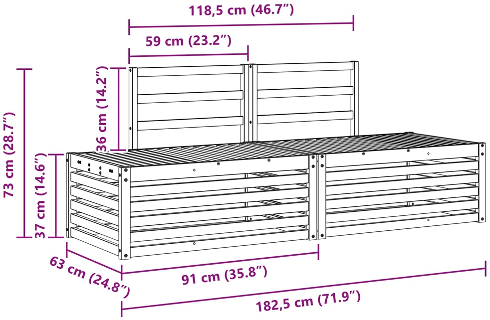 Lauko sofos komplektas 3 Vienetas Balta 182,5 x 63 x 73 cm