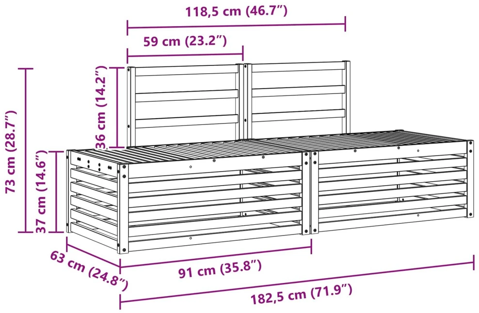 Lauko sofos komplektas 3 Vienetas Balta 182,5 x 63 x 73 cm