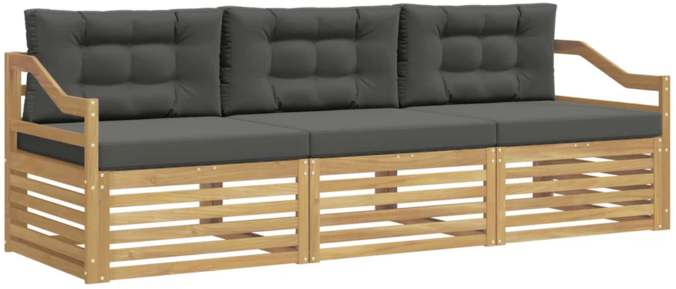 Lauko sofos komplektas 3 vnt. 3 vietos Balta ir antracito