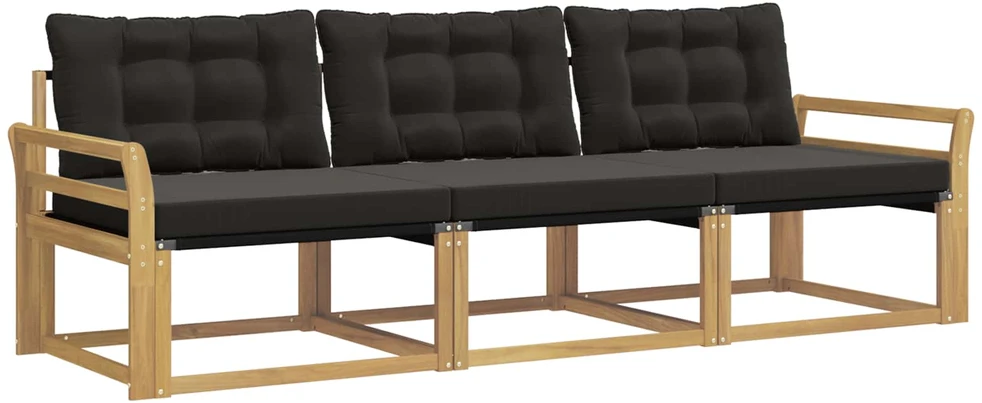Lauko sofos komplektas 3 vnt. Balta ir juoda