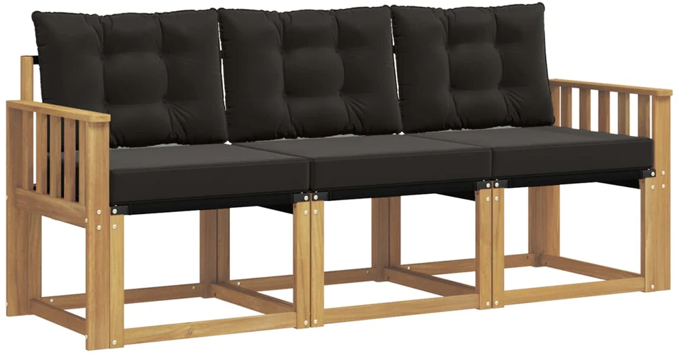 Lauko sofos komplektas 3 vnt. 3 vietos Balta ir juoda