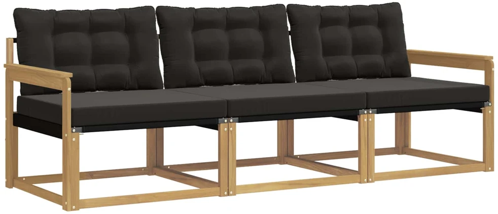 Lauko sofos komplektas 3 vnt. Balta ir juoda