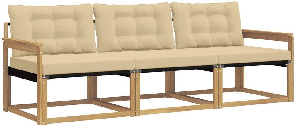 Lauko sofos komplektas 3 vnt. Balta ir kreminė