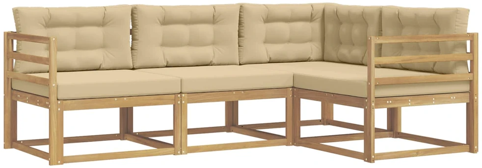 Lauko sofos komplektas 3 vnt. Balta ir kreminė Poliesteris