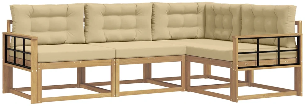 Lauko sofos komplektas 4 vnt. Balta ir kreminė