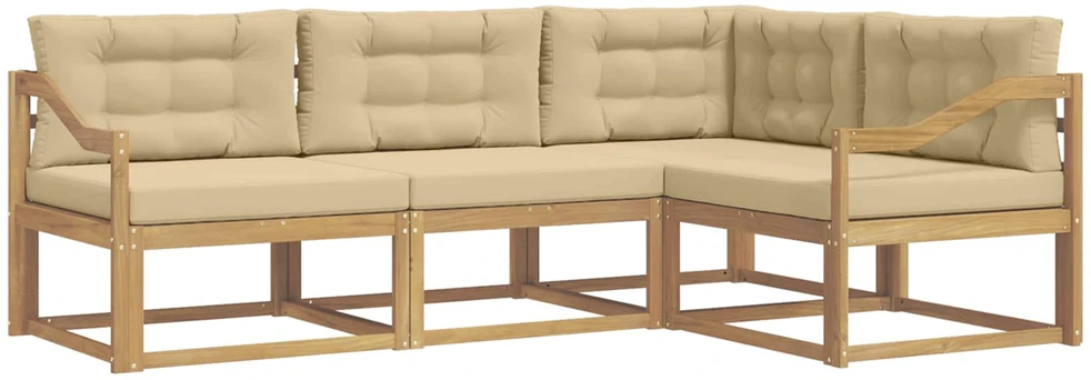 Lauko sofos komplektas 3 vnt. Balta ir kreminė Poliesteris