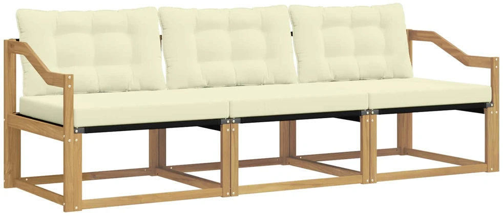 Lauko sofos komplektas 3 vnt. Balta ir kreminė