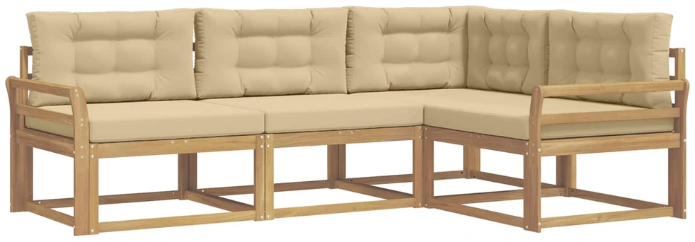 Lauko sofos komplektas 3 vnt. Balta ir kreminė Poliesteris