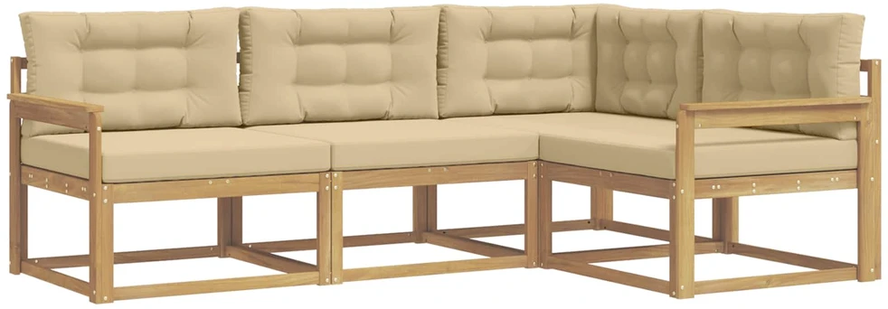 Lauko sofos komplektas 4 vnt. Balta ir kreminė