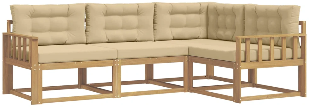Lauko sofos komplektas 4 vnt. Balta ir kreminė