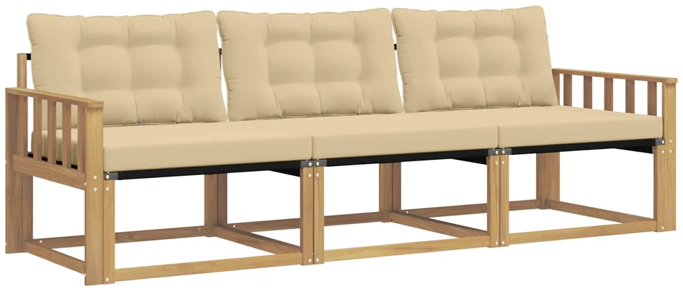 Lauko sofos komplektas 3 vnt. Balta ir kreminė