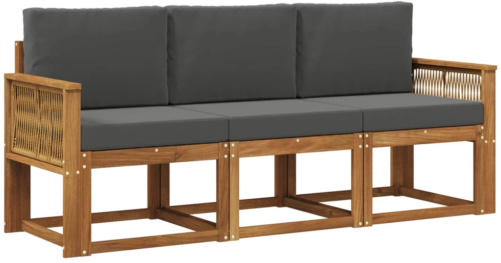 Lauko sofos komplektas 3 vnt. Natūralus ir antracitas