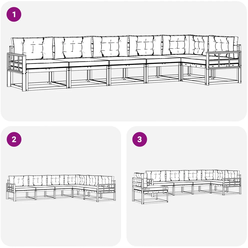 Lauko sofos komplektas 4 vnt. Balta ir antracito Poliesteris