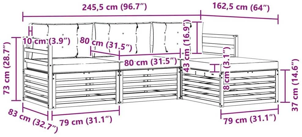Lauko sofos komplektas 4 vnt. Balta ir antracito Poliesteris