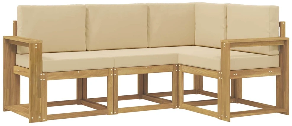Lauko sofos komplektas 4 vnt. Balta ir kreminė