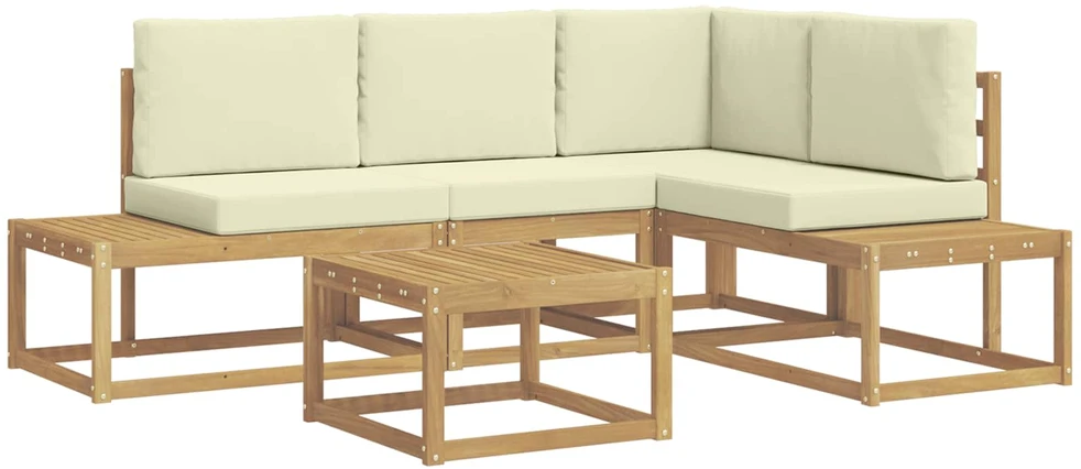 Lauko sofos komplektas 4 Vienetas Balta ir kreminė Poliesteris