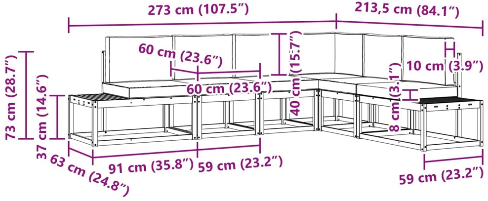 Lauko sofos komplektas 4 Vienetas Balta ir kreminė Poliesteris
